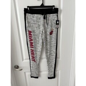 NEW Miami Heat NBA Basketball Tapered Sweat Pants Graphic Joggers Gray Medium